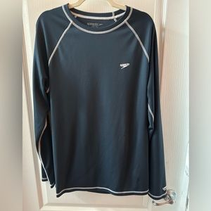 Speedo Sweatshirt Mens Large Rash Guard Navy Blue
